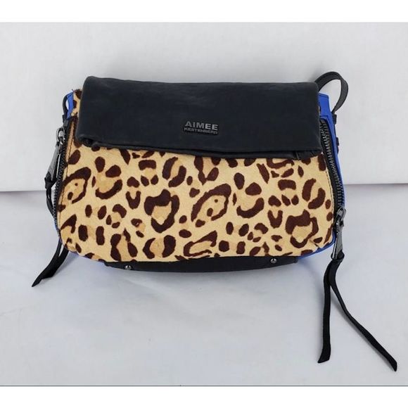 Aimee Kestenberg Handbags - Aimee Kirstenberg Black Leopard Crossbody Bag Foldover Snap Closure